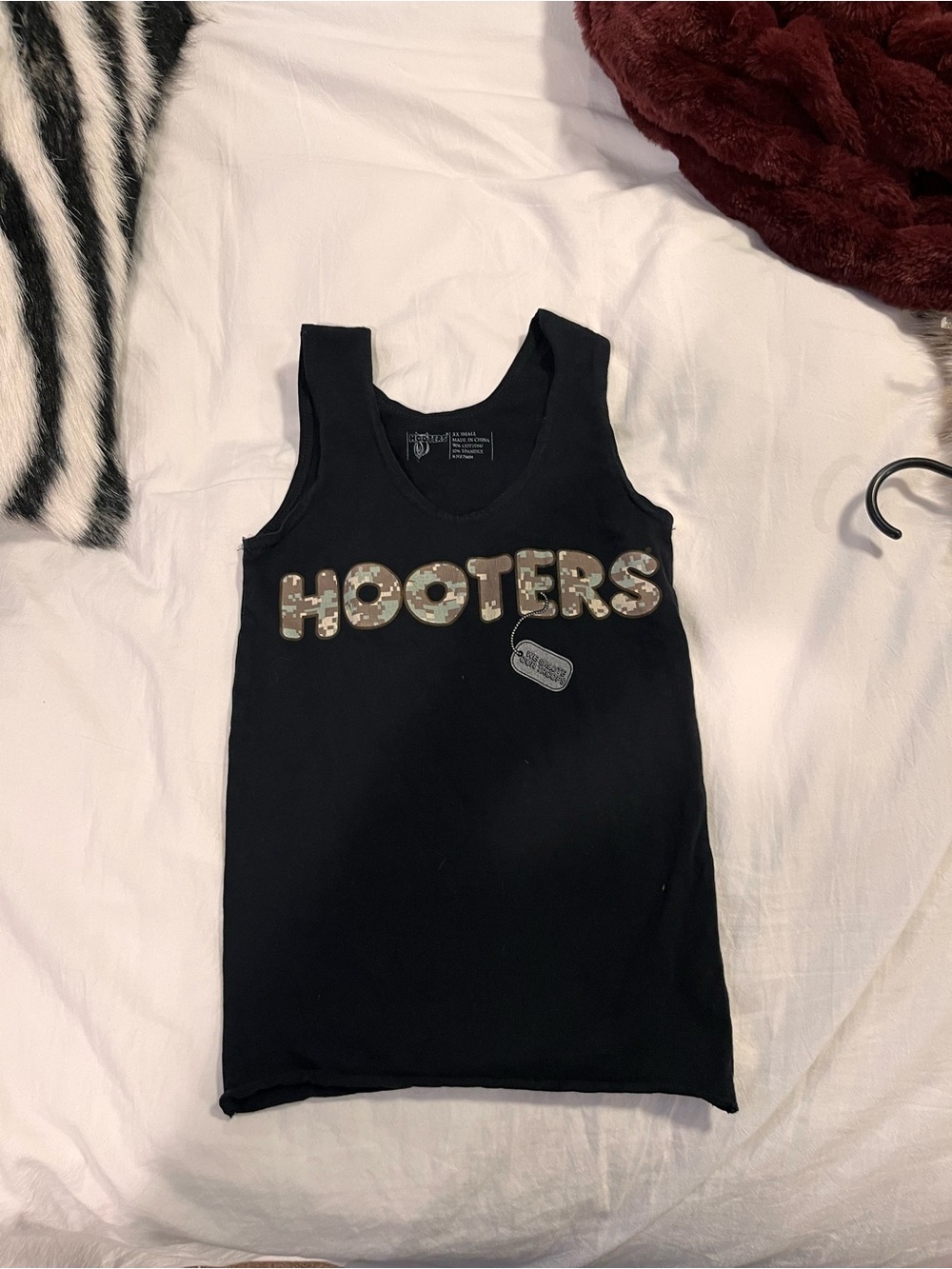 Hooters Black Tank Top with Camo Lettering